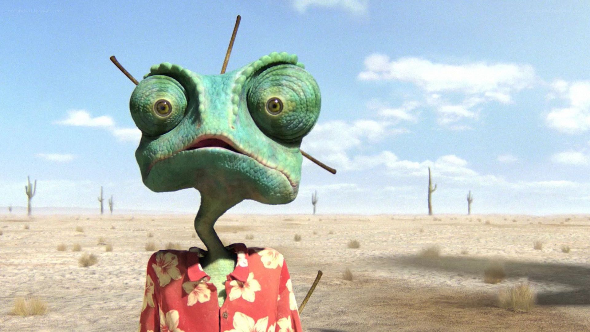 chameleon in desert landscape