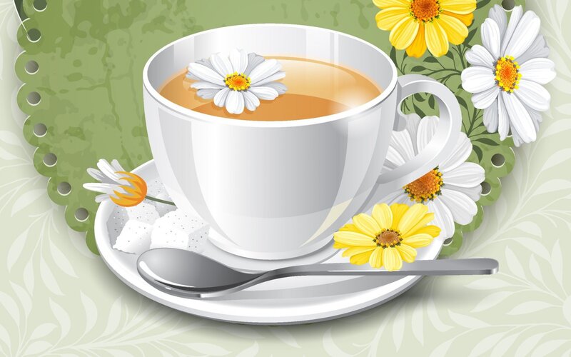 Chamomile Tea Cup — White, Calm