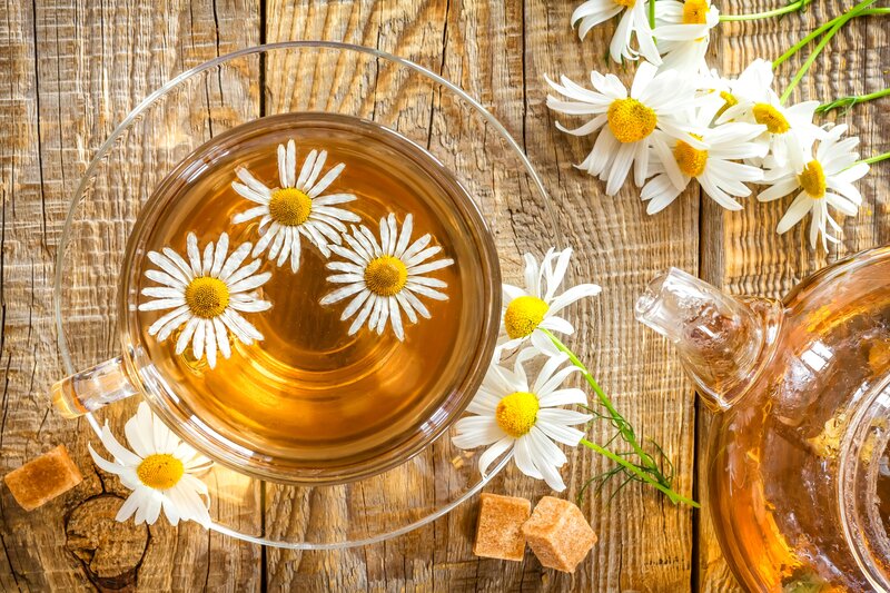Chamomile Tea in Cup — Brown