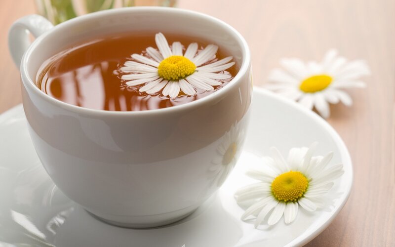 Chamomile Tea in Cup — White, Calm, Morning, Photograph