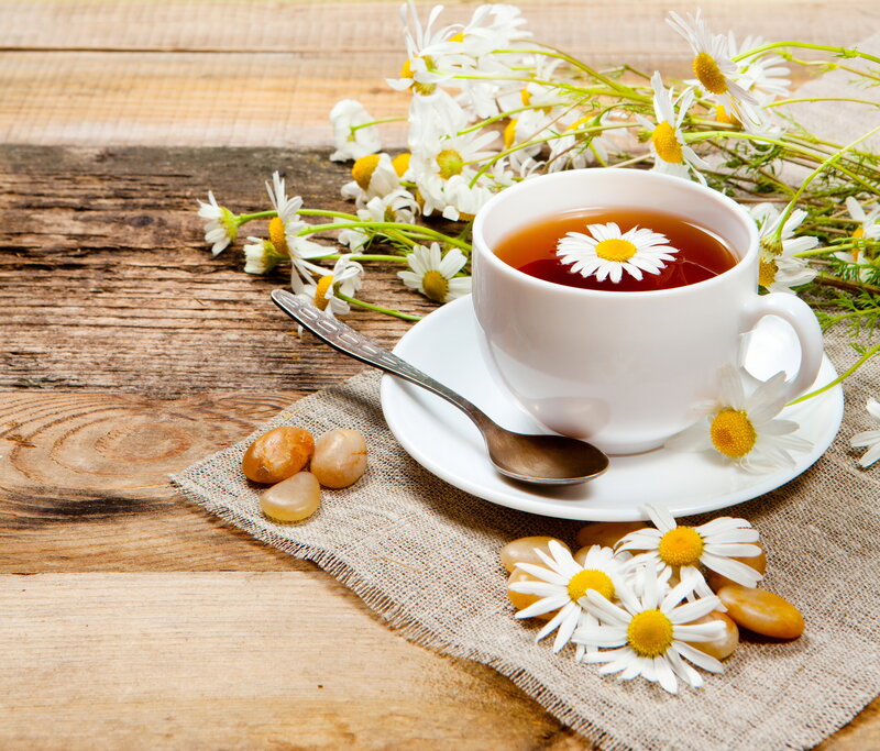 Chamomile Tea in Cup — White, Serene