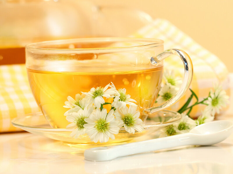 Chamomile Tea in Glass Cup