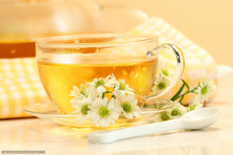 Chamomile Tea in Glass Cup — Yellow, Serene