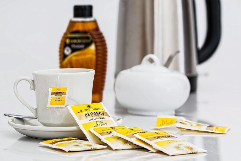 Chamomile tea setup