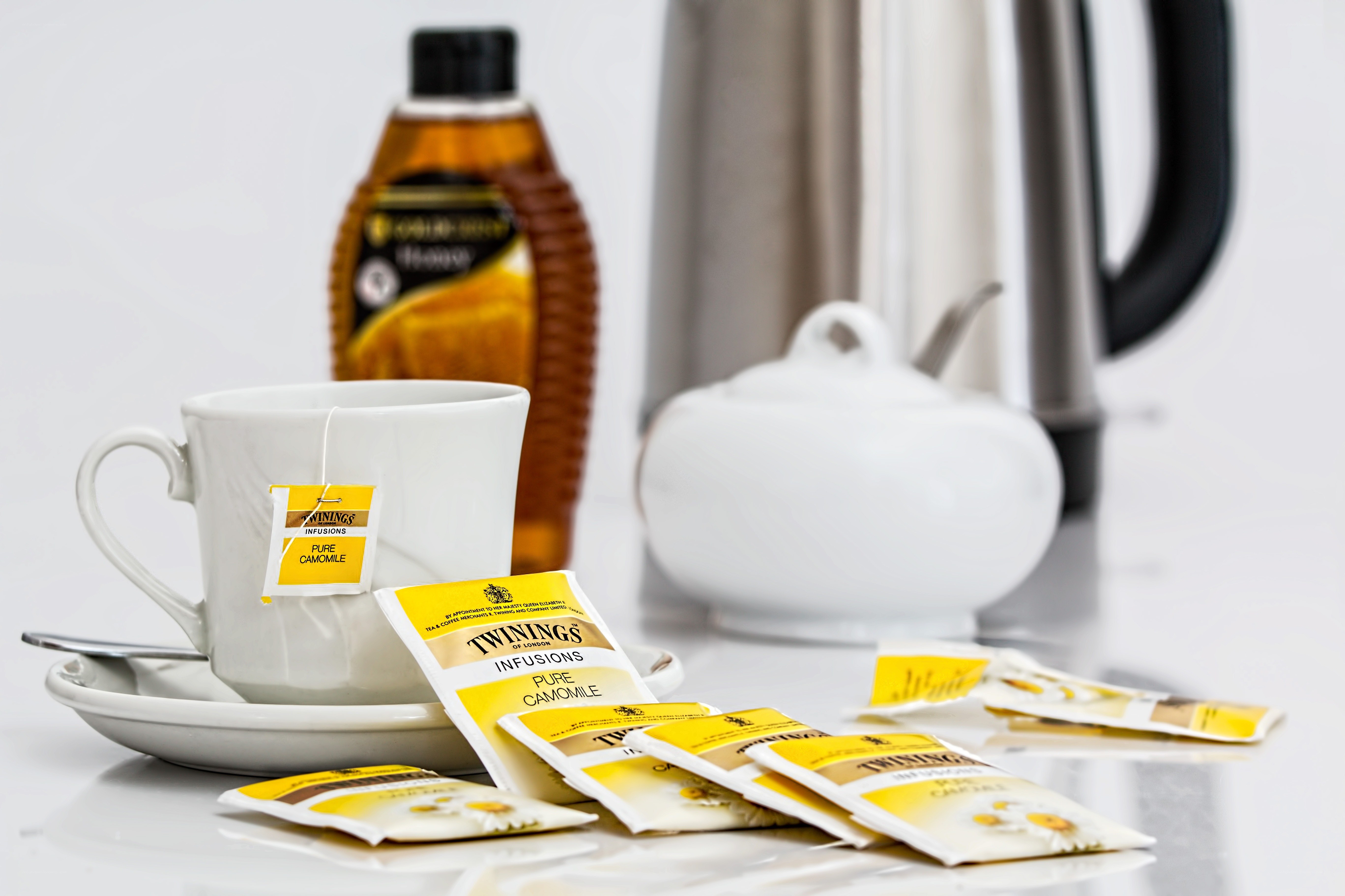Chamomile tea setup