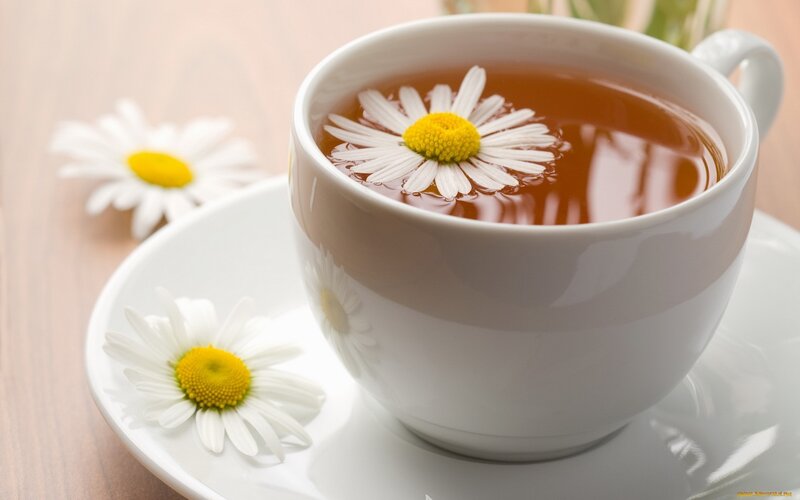 Chamomile tea with flowers