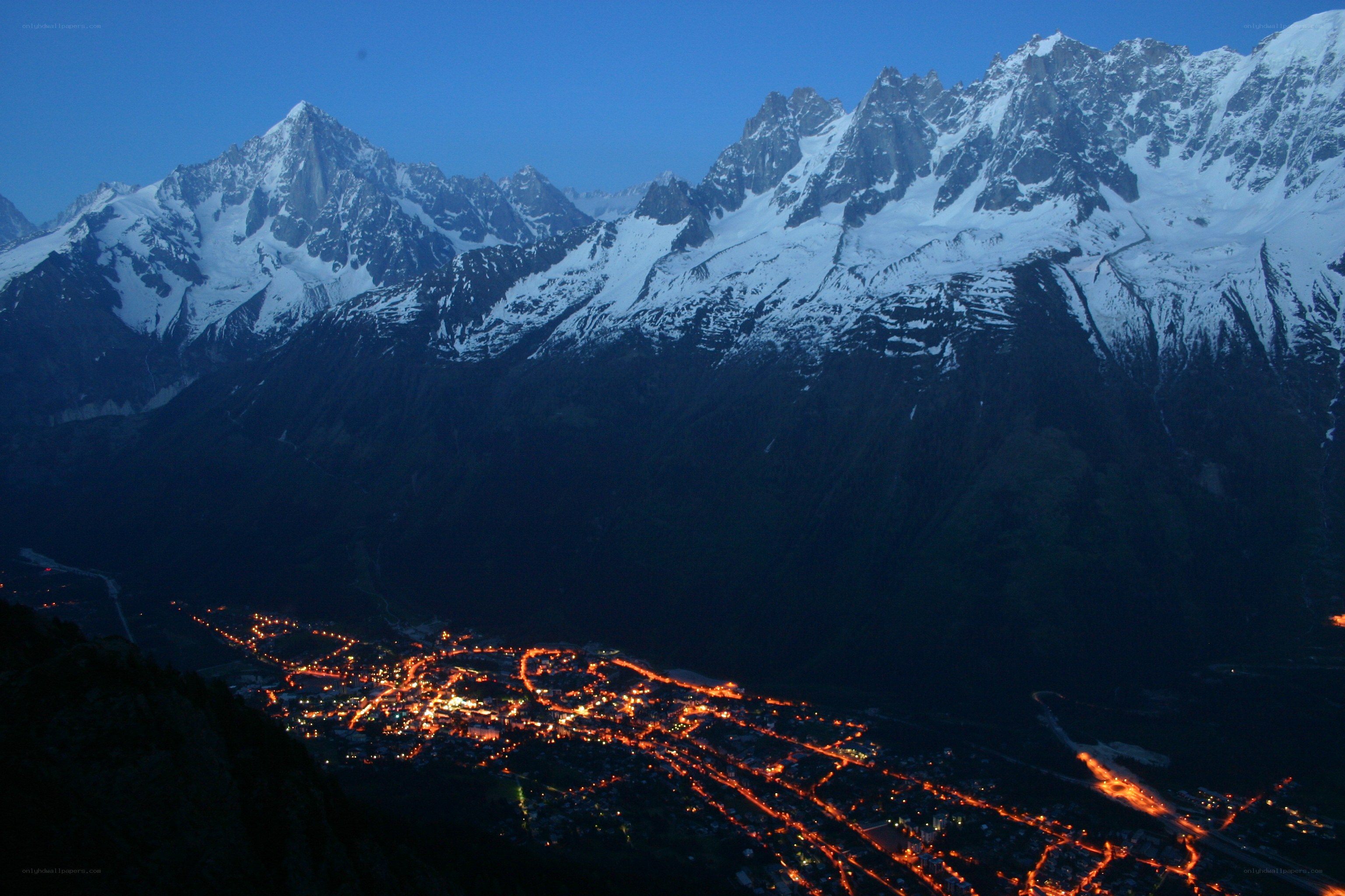 Chamonix at dusk