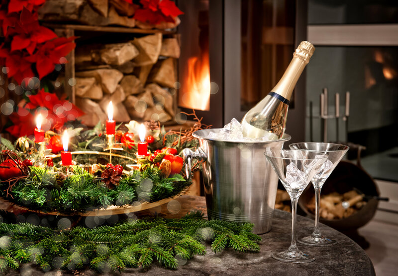 Champagne and Advent Wreath