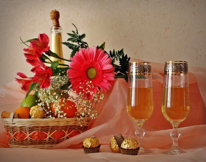 Champagne and Flowers — Pink, Festive