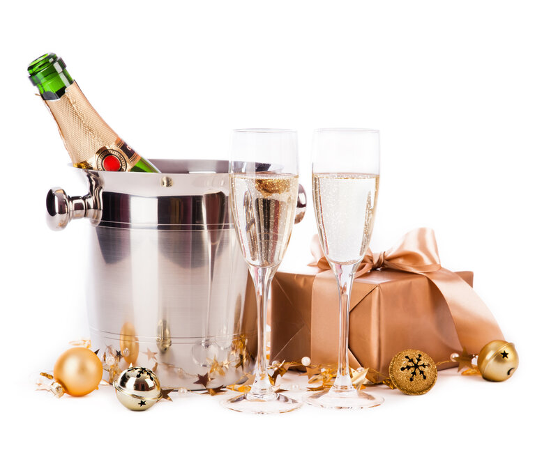 Champagne and Gift Box — Gold