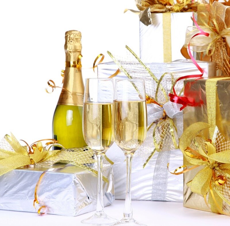 Champagne and Gifts — Gold, Celebratory
