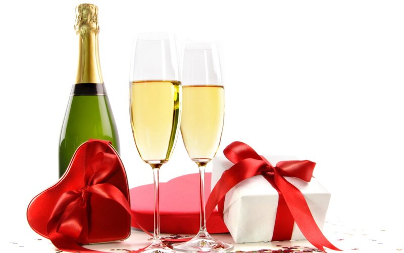 Champagne and Gifts — Red, Celebratory