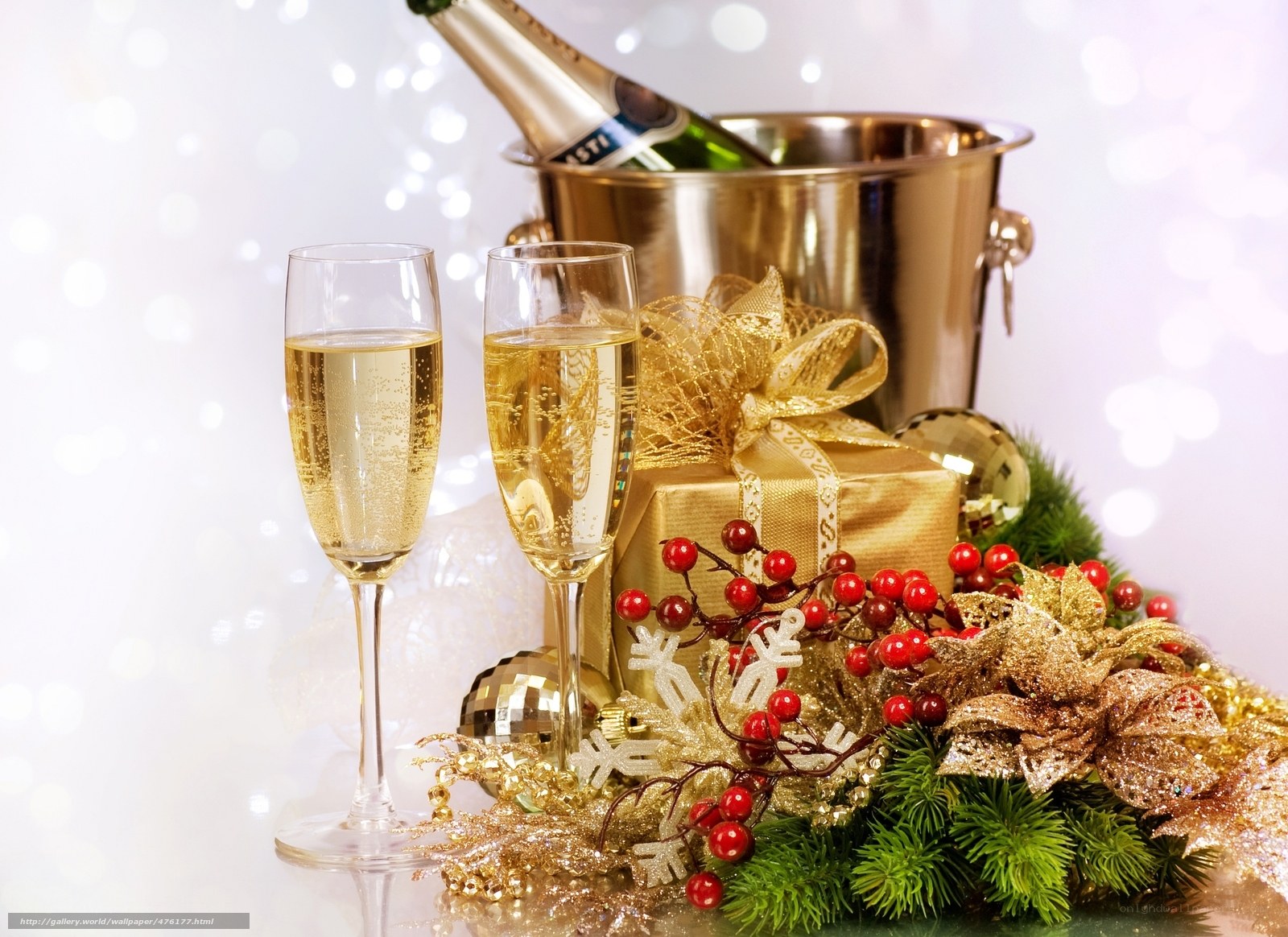 Champagne and holiday gifts