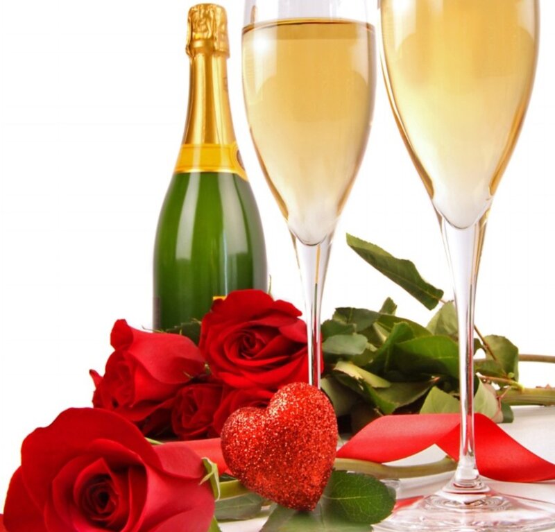 Champagne and Roses — Red, Celebratory, Photograph, Champagne Bottle