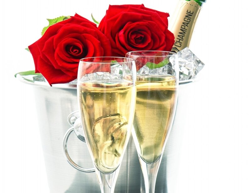 Champagne and Roses — Red, Celebratory, Photograph