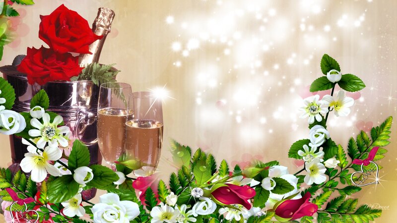 Champagne and Roses — Red, Celebratory