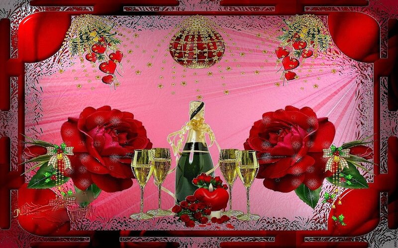 Champagne and Roses — Red, Festive