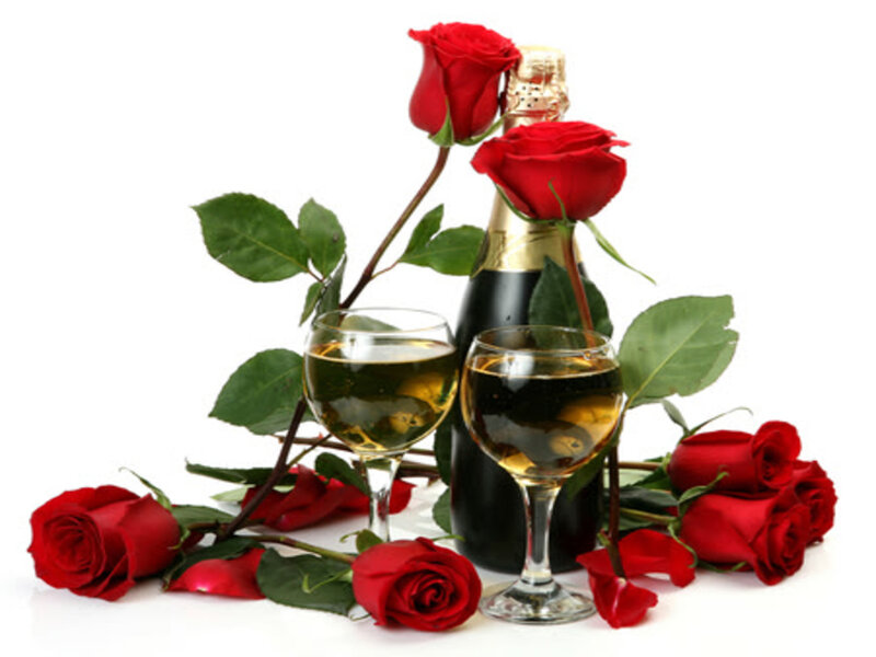 Champagne and Roses — Red, Romantic, Photograph