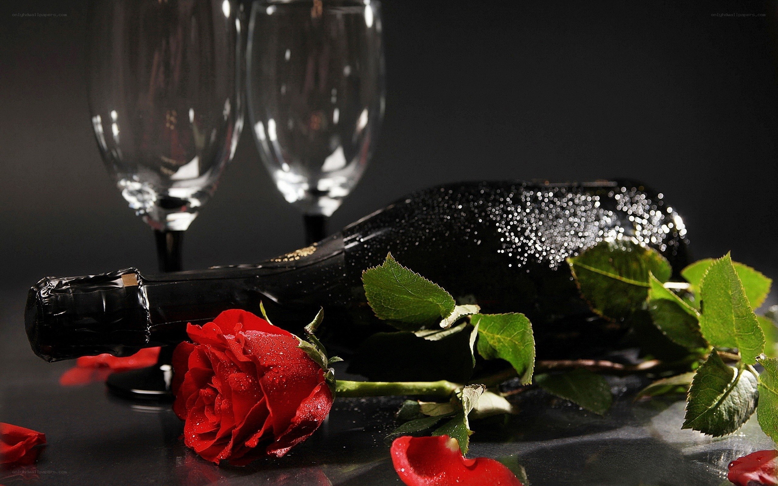 Champagne and roses