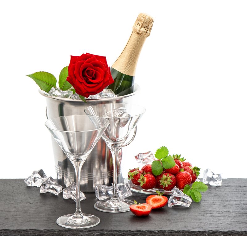 Champagne and Strawberries — Red