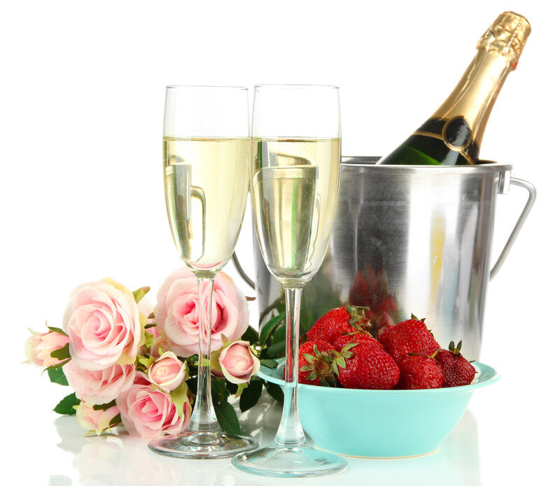 Champagne and Strawberries — White, Celebratory
