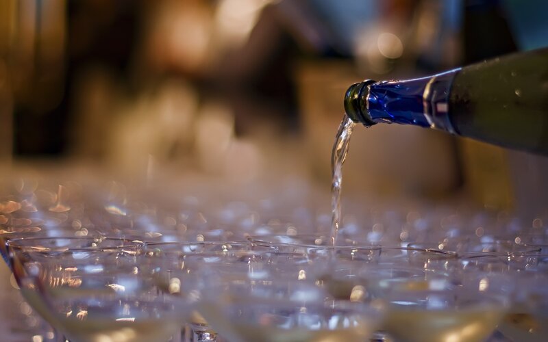 Champagne Being Poured — Blue, Celebratory