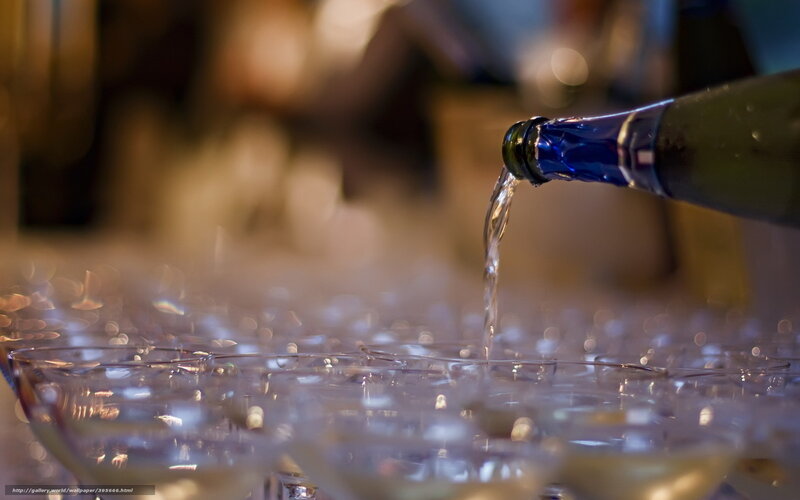 Champagne Being Poured — Blue