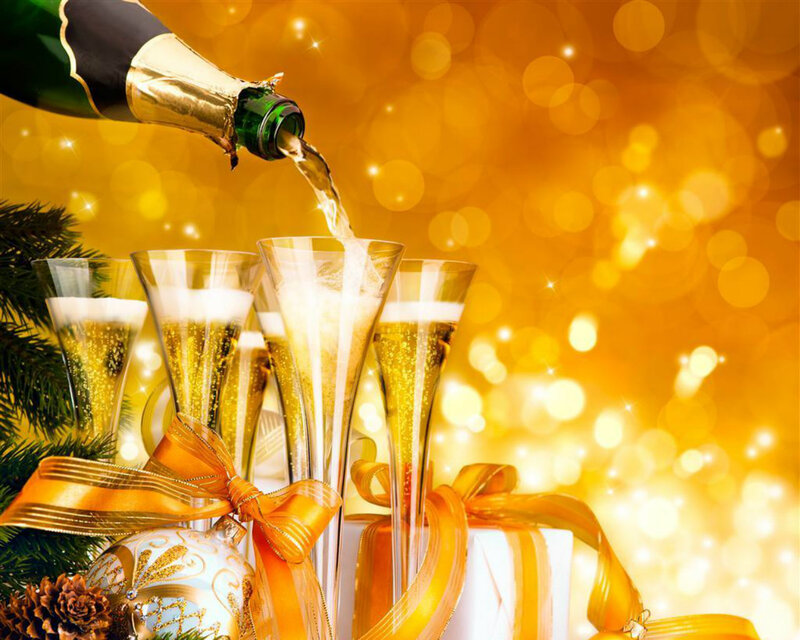 Champagne Being Poured — Gold, Festive, Winter, Photograph