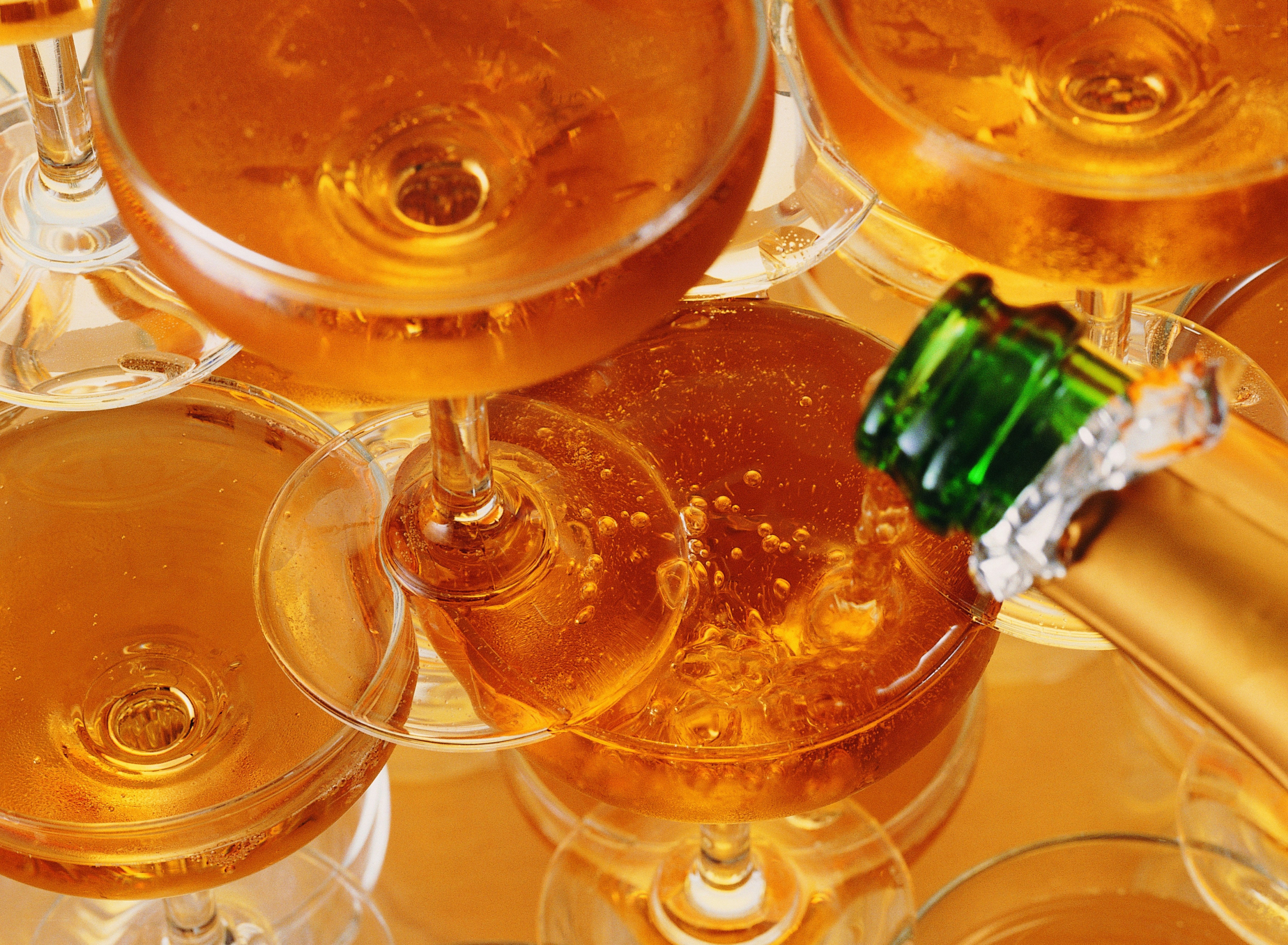 Champagne being poured into glasses