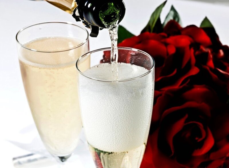 Champagne Being Poured — Red