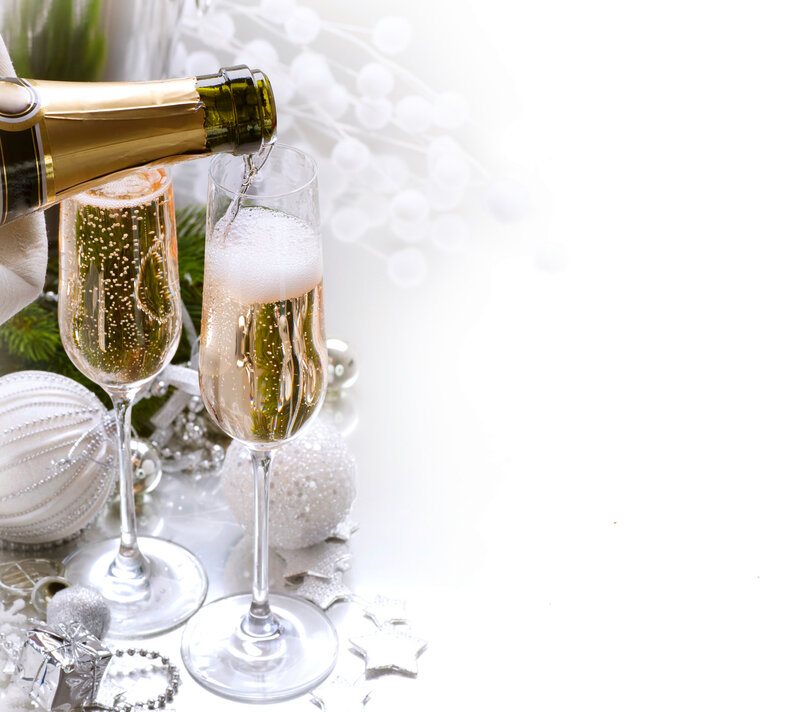 Champagne Being Poured — White, Celebratory