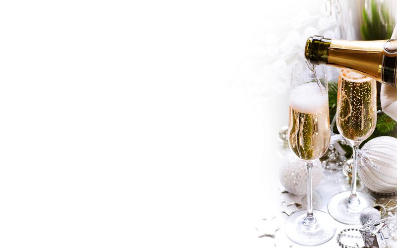 Champagne Being Poured — White