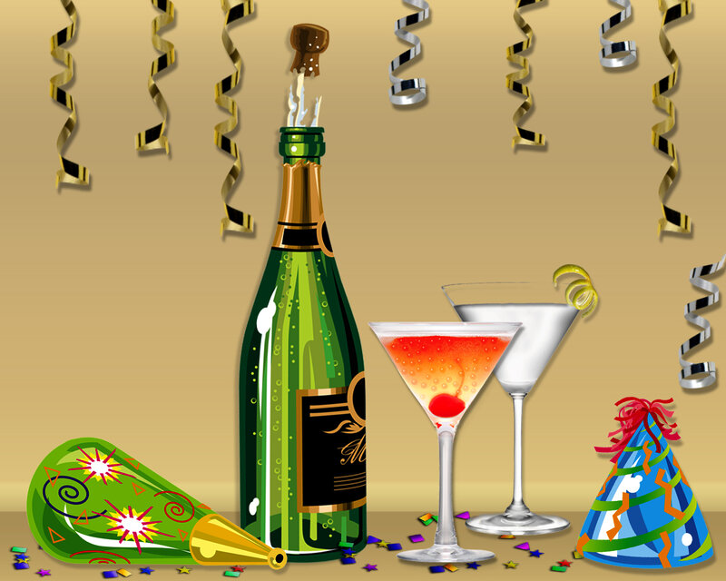 Champagne Bottle and Cocktails