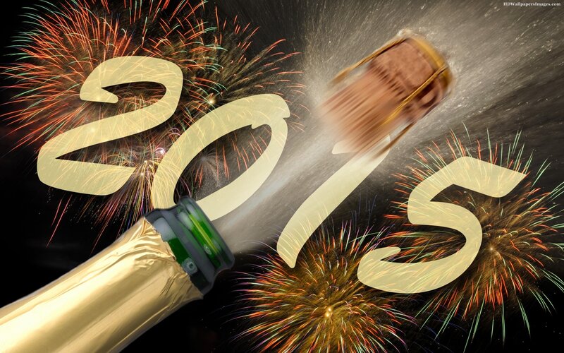 Champagne Bottle and Fireworks — Gold, Celebratory