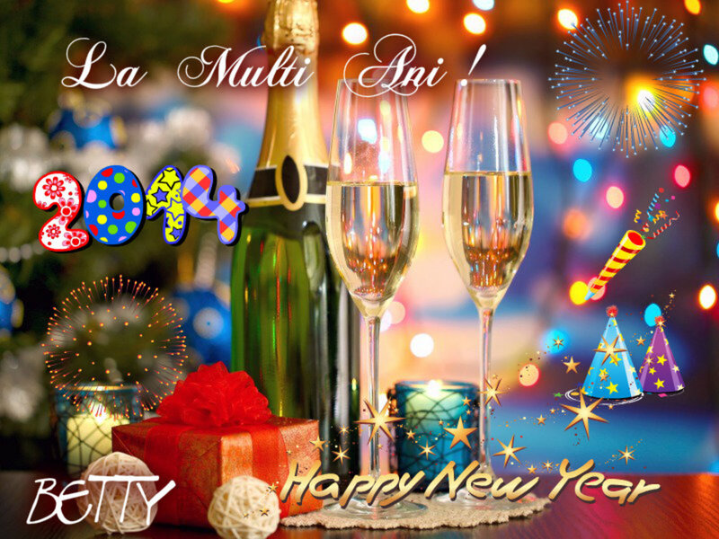 Champagne Bottle and Glasses — Gold, Festive, Night