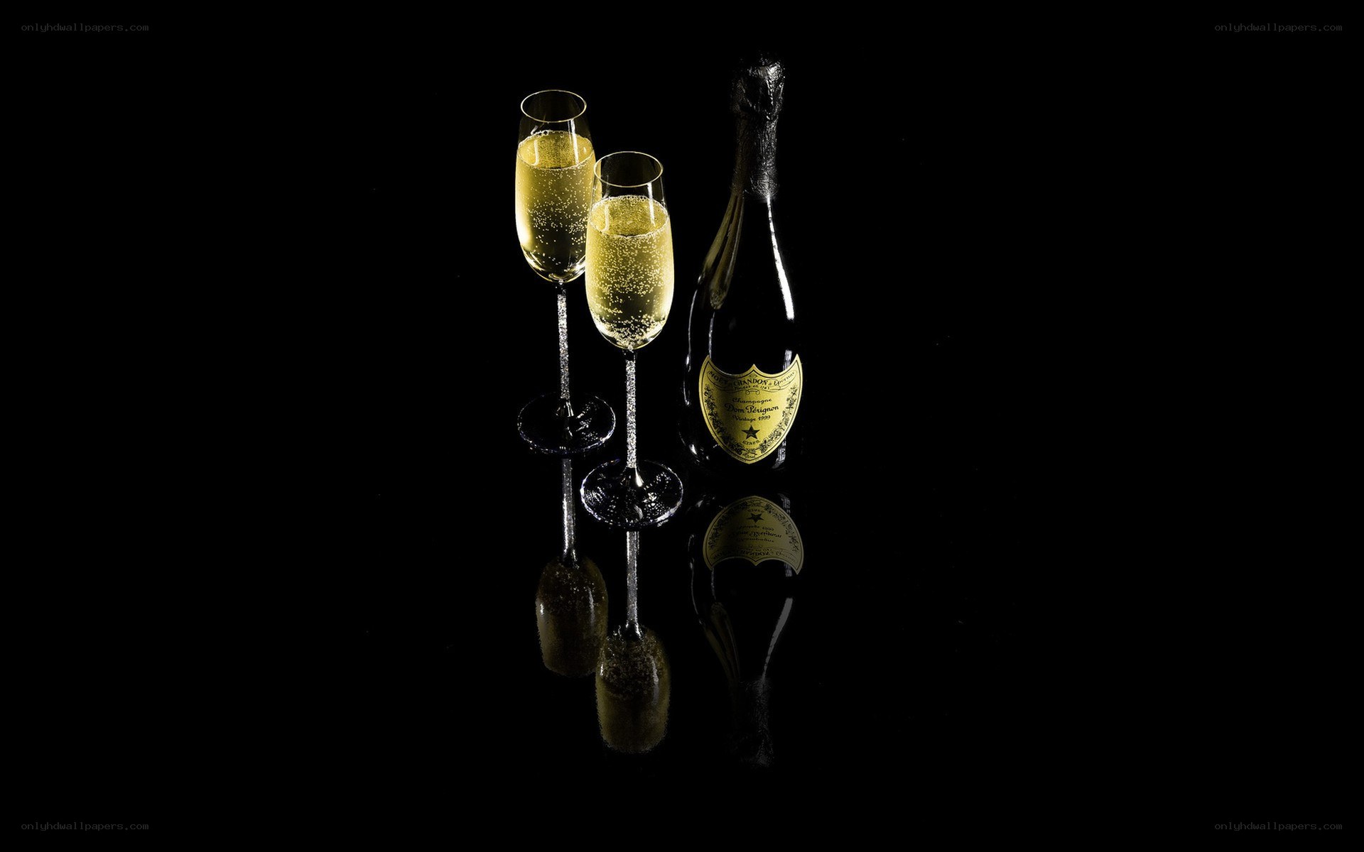 Champagne bottle and glasses