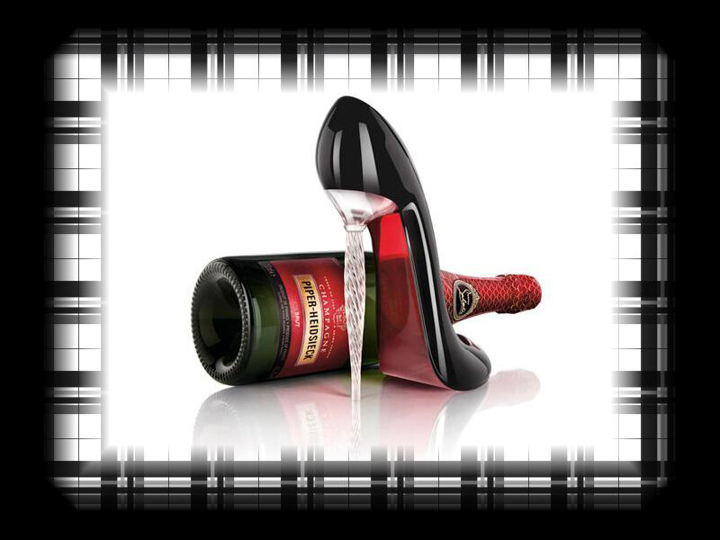 Champagne bottle and high heel