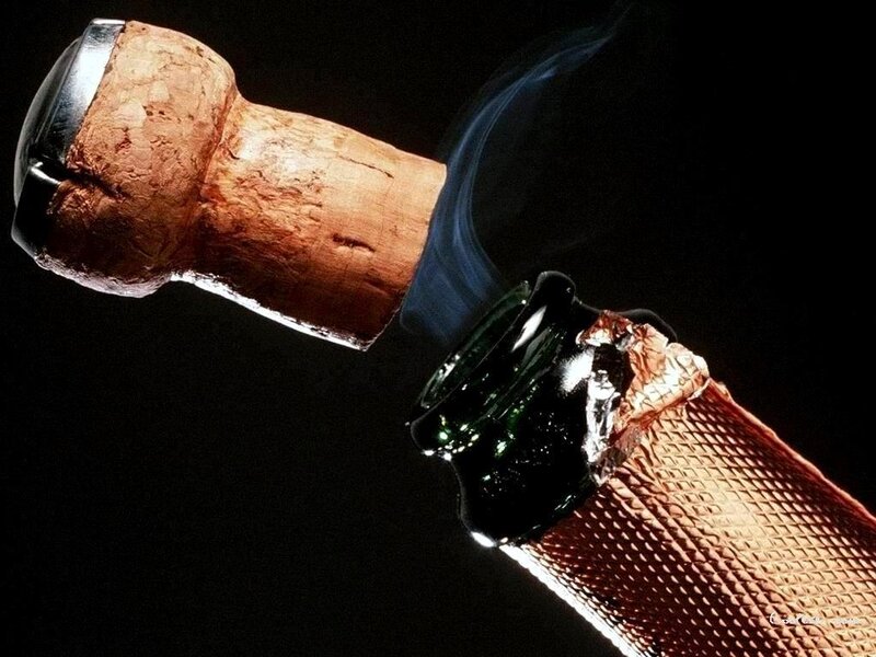 Champagne Bottle Cork — Black, Dramatic