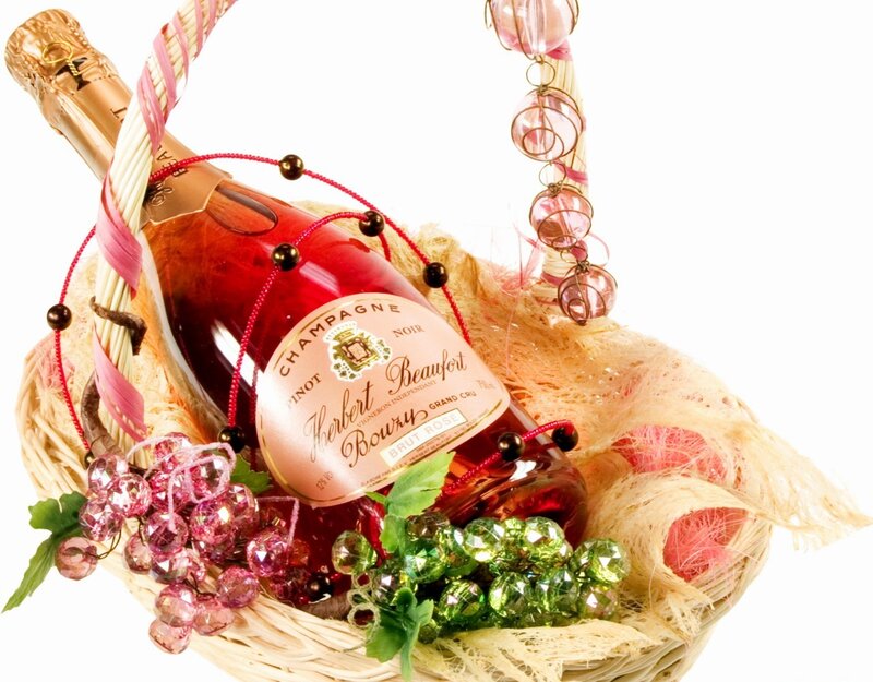 Champagne Bottle in Basket