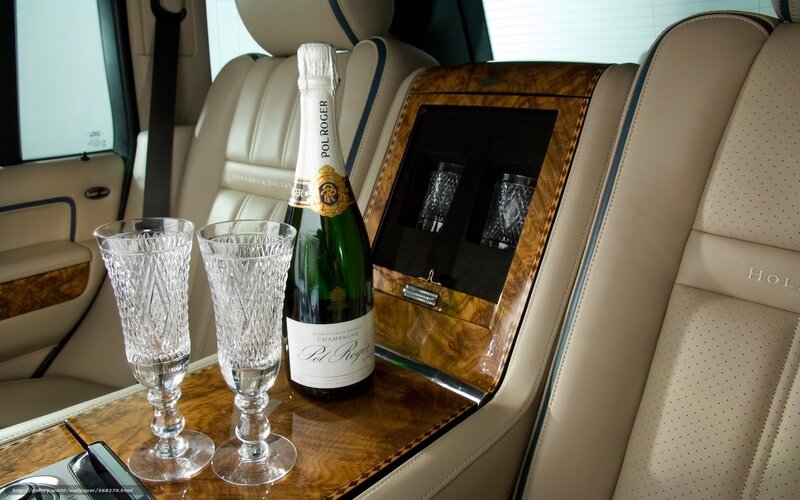 Champagne Bottle in Car