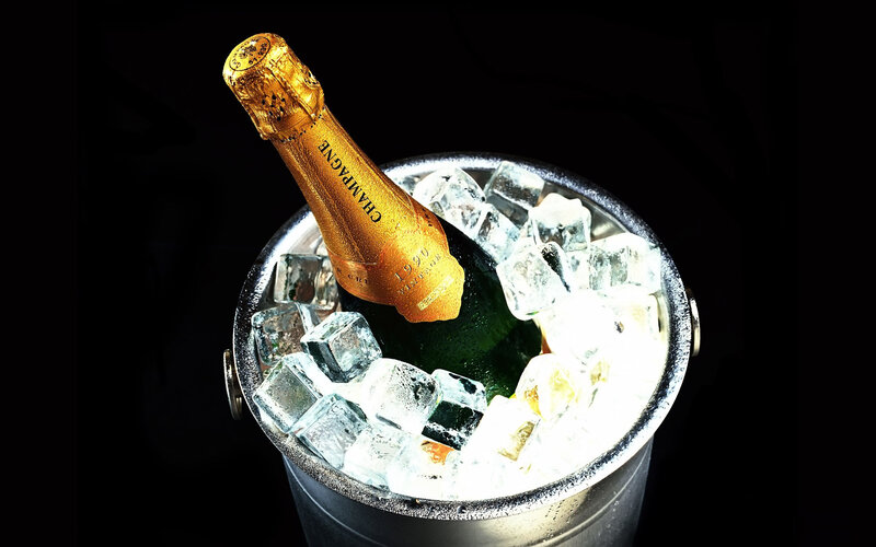 Champagne Bottle in Ice — Black