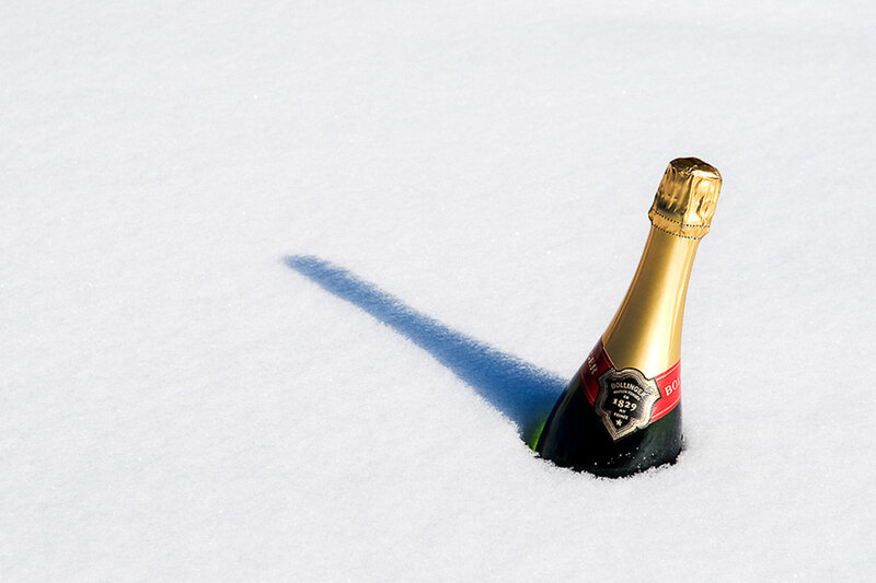 Champagne Bottle in Snow