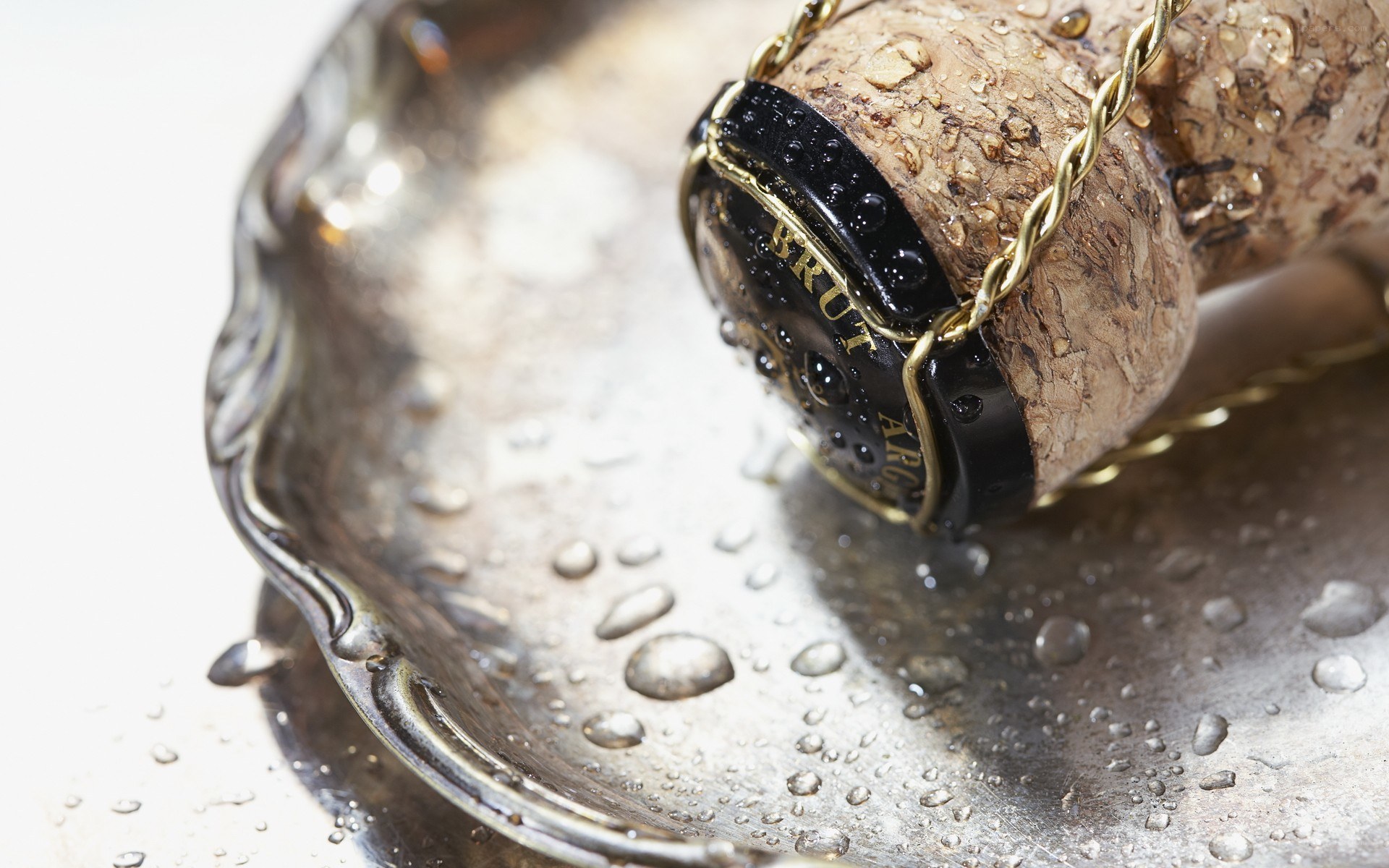 Champagne bottle on silver tray