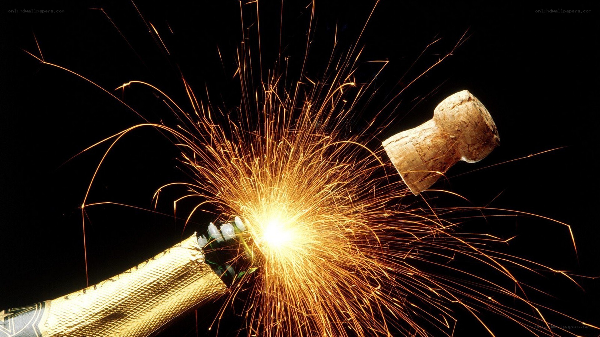 Champagne bottle popping