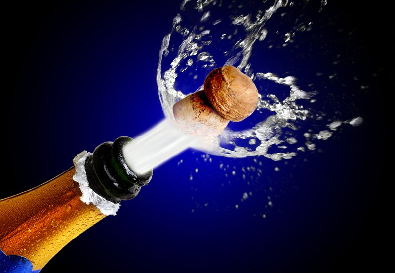 Champagne bottle popping