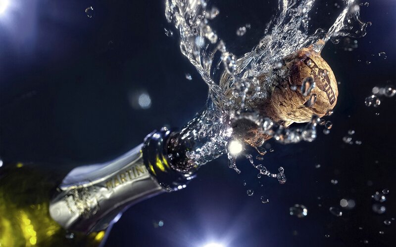 Champagne Bottle Underwater