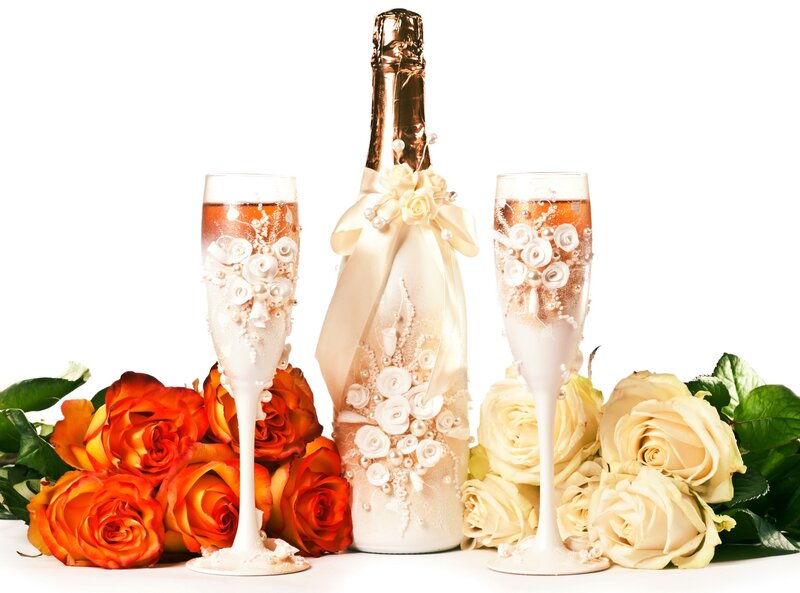 Champagne Bottle with Glasses