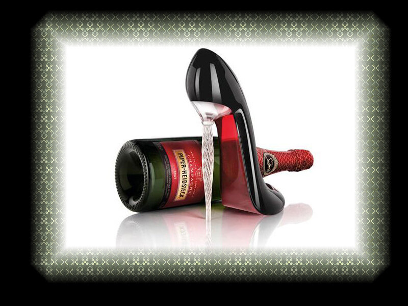 Champagne bottle with high heel