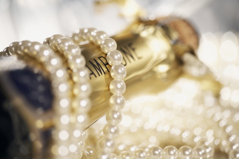 Champagne Bottle with Pearls