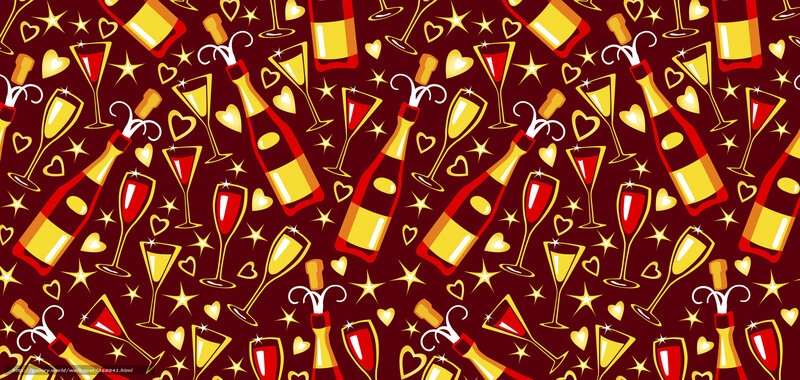 Champagne Bottles and Glasses — Red
